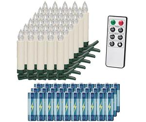 Monzana 30x Christmas Tree Candle Lights with Remote & Batteries Warm White | Battery Powered 30pcs Flameless Flickering LED Taper Candles with Removable Clips Candles for Christmas Tree Home Party Decor