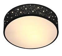 MONZANA® 38cm Round Fabric Ceiling Light | Starry Sky Perforated Material Circular Ceiling Lamp | Light Shade 2xE27 40 Watt Socket | Bedroom Lounge Childrens Room Office | Black