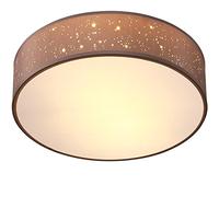 MONZANA® 38cm Round Fabric Ceiling Light | Starry Sky Perforated Material Circular Ceiling Lamp | Light Shade 2xE27 40 Watt Socket | Bedroom Lounge Childrens Room Office | Taupe