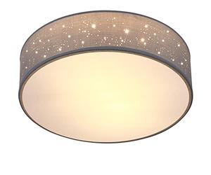 MONZANA® 38cm Round Fabric Ceiling Light | Starry Sky Perforated Material Circular Ceiling Lamp | Light Shade 2xE27 40 Watt Socket | Bedroom Lounge Childrens Room Office | Grey