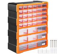 MONZANA® 39 Drawer Sorting Box MW1502 | 39 Individual Drawers | Partitions Up To 78 Compartments | 47.5x38x16cm | Garage Workshop Office Crafting Storage Organiser Assortment Container | Grey Orange