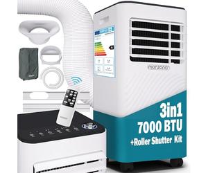 MONZANA® 3in1 Portable Air Conditioning Unit | 24h Timer | Sleep Mode | Remote Control | Dehumidifier | Air Conditioner Cooler Fan with Exhaust Hose | 7000BTU | 750W
