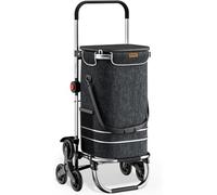 MONZANA® 3in1 Shopping Trolley on Wheels | 6 Wheel Stair Climbing Bag Black