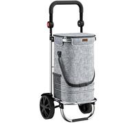 MONZANA® 3in1 Shopping Trolley On Wheels with Cool Bag, 56Ltr Capacity, 2 Wheels, Lightweight, Foldable, Removable Insulated Bag, 50kg Capacity, Ideal Shopping Trolley and Wheeled Holdall | Grey