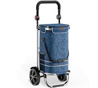 MONZANA® 3in1 Shopping Trolley On Wheels with Cool Bag, 56Ltr Capacity, 2 Wheels, Lightweight, Foldable, Removable Insulated Bag, 50kg Capacity, Ideal Shopping Trolley and Wheeled Holdall | Blue