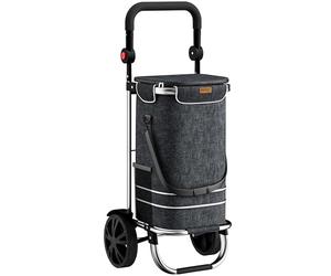 MONZANA® 3in1 Shopping Trolley On Wheels with Cool Bag, 56Ltr Capacity, 2 Wheels, Lightweight, Foldable, Removable Insulated Bag, 50kg Capacity, Ideal Shopping Trolley and Wheeled Holdall | Black