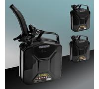 MONZANA® 3x 5 Litre Metal Fuel Canister W/Spout | 0.9mm Thick Steel Jerry Can | Leak-Proof Safety Lock | UN-Approved Transport Container | Petrol Diesel Oil | Corrosion Resistant Storage | Black