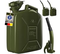 MONZANA® 3x 5 Litre Metal Fuel Canister W/Spout | 0.9mm Thick Steel Jerry Can | Leak-Proof Safety Lock | UN-Approved Transport Container | Petrol Diesel Oil | Corrosion Resistant Storage | Green