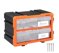 MONZANA® Transparent Storage Organiser | Stackable Small Parts Case | Plastic Tool Box | 4 XL Compartments | Removable DIY Multi Drawer | Perfect for Screws Nails & Bolts