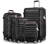 Monzana® 4 Pc Hard Shell Suitcase Set, Small Cabin Suitcase M, L, XL Black