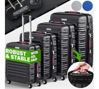 Monzana 4 Piece Black Hard Shell Suitcase Set Lightweight Abs Luggage With Spinner Wheels & Combination Locks