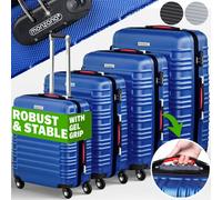 Monzana 4 Piece Blue Hard Shell Suitcase Set Lightweight Abs Luggage With Spinner Wheels & Combination Locks