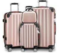 Monzana® 4 Piece Luggage Sets Hard Shell Suitcase Set Lightweight Rose Gold