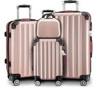 Monzana 4 Piece Luggage Sets Hard Shell Suitcase Set Lightweight Rose Gold