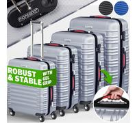 Monzana 4 Piece Silver Hard Shell Suitcase Set Lightweight Abs Luggage With Spinner Wheels & Combination Locks