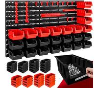 Monzana® 43 Piece Garage Wall Racks with Storage Boxes & Wall Panels for Workshop, Craft Organiser, Pegboard Tool Rack Stackable Small Parts Bins Plastic Storage Box Tools Organiser