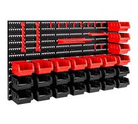 MONZANA® 43 Piece Garage Wall Racks with Storage Boxes & Wall Panels for Workshop, Craft Organiser, Pegboard Tool Rack Stackable Small Parts Bins Plastic Storage Box Tools Organiser