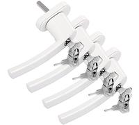 MONZANA® 4x Lockable Window Handles with Child Safety Push Button | 35mm Pin Length 7x7mm Square | Replacement UPVC Frame Handle | Security Lock Key | Stainless Steel | White
