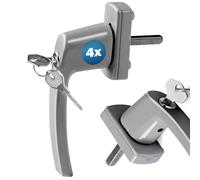 MONZANA® 4x Lockable Window Handles with Child Safety Push Button, Silver