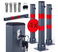 MONZANA® 4X Parking Barrier Bollards for Driveway Car Security Parking Bollards Folding Reflective Car Space Barrier for Private Driveways Lock Post Bollard | 65.5cm Fold Down to 7.5cm | 3 Keys
