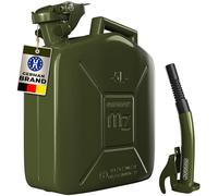 MONZANA® 5 Litre Metal Fuel Canister With Spout | 0.9mm Thick Steel Jerry Can | Leak-Proof Safety Lock | UN-Approved Transport Container | Petrol Diesel Oil Water | Corrosion Resistant Storage | Green