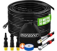 MONZANA® 5-Piece Drain Pipe Cleaning Set, 15m Premium PVC Hose, 3 Adapters