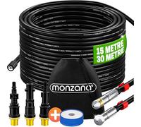 MONZANA® 5-Piece Drain Pipe Cleaning Set, 30m Premium PVC Hose, 3 Adapters