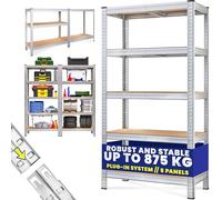 Monzana® 5 Tier Heavy Duty Garage Shelving Unit 180x90x40cm Shed Racking Galvanised Steel Metal Shelving Units Storage Shelves Warehouse Shed Rack Workshop bench Shelf Unit Garage Storage Silver