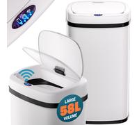 Stainless steel automatic dustbin 58L white