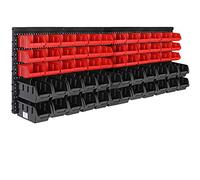 MONZANA® 64 Pcs Wall Mount Workshop Storage Bins | Expandable Small Bits Organiser with Stackable Bins | Open Access | 2 Wall Panels | Expandable Plug-in Garage and Warehouse Equipment