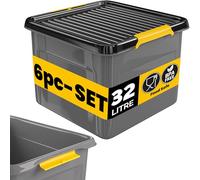 Storage box set of 6 grey/anthracite 39x39x26cm stackable