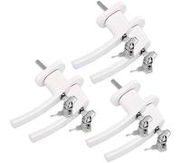 MONZANA® 6x Lockable Window Handles with Child Safety Push Button | 35mm Pin Length 7x7mm Square | Replacement UPVC Frame Handle | Security Lock Key | Stainless Steel | White