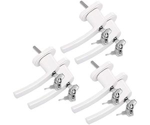 MONZANA® 6x Lockable Window Handles with Child Safety Push Button | 35mm Pin Length 7x7mm Square | Replacement UPVC Frame Handle | Security Lock Key | Stainless Steel | White