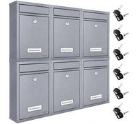 MONZANA® 6x Post Box Wall Mounted Letter Boxes Lockable Inc 2 Keys Silver