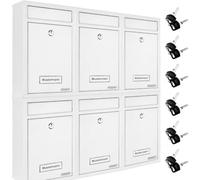 MONZANA® 6x Post Box Wall Mounted Letter Boxes Lockable Inc 2 Keys White