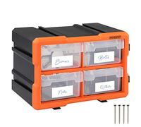 MONZANA® 8 Compartment Multi Drawer Organiser with Adjustable Dividers - 4 Plastic Storage Drawers Multi Tool Box Organiser - Ideal for DIY Tool Bits, Fishing Tackle, Fixings & Accessories