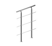 MONZANA® 80cm Handrail for Stairs | Stainless Steel | Adjustable Stair Banister | Indoor & Outdoor Use | Brushed Tubular Design | 3 Crossbars