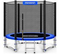 Monzana® 8ft Complete Trampoline Set | 244cm With Safety Net Access Ladder Edge Cover Spring Tool | Home Childrens Garden Outdoor | Blue Black