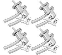 MONZANA® 8x Lockable Window Handles with Child Safety Push Button | 35mm Pin Length 7x7mm Square | Replacement UPVC Frame Handle | Security Lock Key | Stainless Steel | Silver