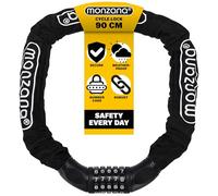 Monzana® 90cm Bicycle Combination Chain Lock | 6mm Thick Steel Links | 5 Digit Re-settable Lock Barrel | Weatherproof Textile Protective Cover | Bike Motorcycle Scooter | Black