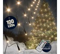 Monzana® Battery Powered 100 LED Net Lights with 8 Modes - Requires AAA Batteries for Indoor and Outdoor, Christmas and Halloween Decorations - Versatile Fairy Lights for Festive Ambiance Warm White
