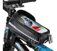 MONZANA® Bicycle Top Tube Tri Bag | Waterproof Reflective Removable | TPU Touchscreen Smartphone Holder Mobile Phone Case Sun Visor | Up to 6.8' | Crossbar Handlebar Frame | Titanium