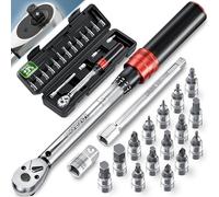 Monzana® Bicycle Torque Wrench Set 1/4" 1-25Nm ±3% Bike Torque Wrench Kit | with Universal Hex, Torx & PZ Bits, Cycling Tool Kit for MTB, Road Bike Maintenance, 1/4" Inch Adjustable Click with Case