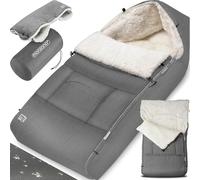 MONZANA® Baby Footmuff with Hand Warmer | Reflective Strips | Cuddly Winter Blanket | Lockable Headrest | 5-Point Belt Compatible | Zip Removable Washable | for Strollers Prams 90x60cm Grey