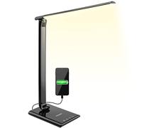 MONZANA® Cataleya Smart LED Desk Lamp Phone Charger | USB Connection to Charge Phone | 3 Colour Settings | 5 Brightness Levels | Adjustable, Tiltable | Bedside, Office, Table Light | Black