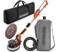 MONZANA® Drywall Sander, 750W Wall Sanders with LED, Vacuum Dust Collection | 7 Variable Speed, LED Light, with 12pcs Sanding Discs, Foldable Extendable Electric Sander for Walls and Ceiling 1750 RPM