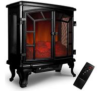 MONZANA® Electric Heater 2KW Freestanding Stove with LED Flame Effect, Portable Fan Heater for Home, Fireplace Style, 1000W/2000W Fire Place Remote Control, Efficient Heating Solution | Black 2 Door
