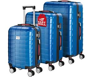 MONZANA® Exopack 3 Pcs Travel Suitcase Set | Luggage Set | Hard Shell Suitcase | ABS | 4 Spinner Wheels | Anti Scratch | Medium Large XL | TSA Security Locks | Cabin Trolley | Blue