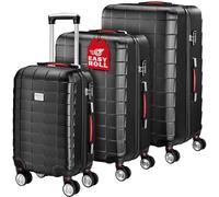 Monzana® Exopack 3 Piece Suitcase Set | Luggage Set | Hard Shell Suitcase | ABS | 4 Spinner Wheels | Anti Scratch | Medium Large XL | TSA Security Locks | Black