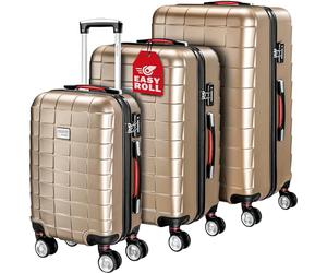 MONZANA® Exopack 3 Piece Suitcase Set | Luggage Set | Hard Shell Suitcase | ABS | 4 Spinner Wheels | Anti Scratch | Medium Large XL | TSA Security Locks | Champagne